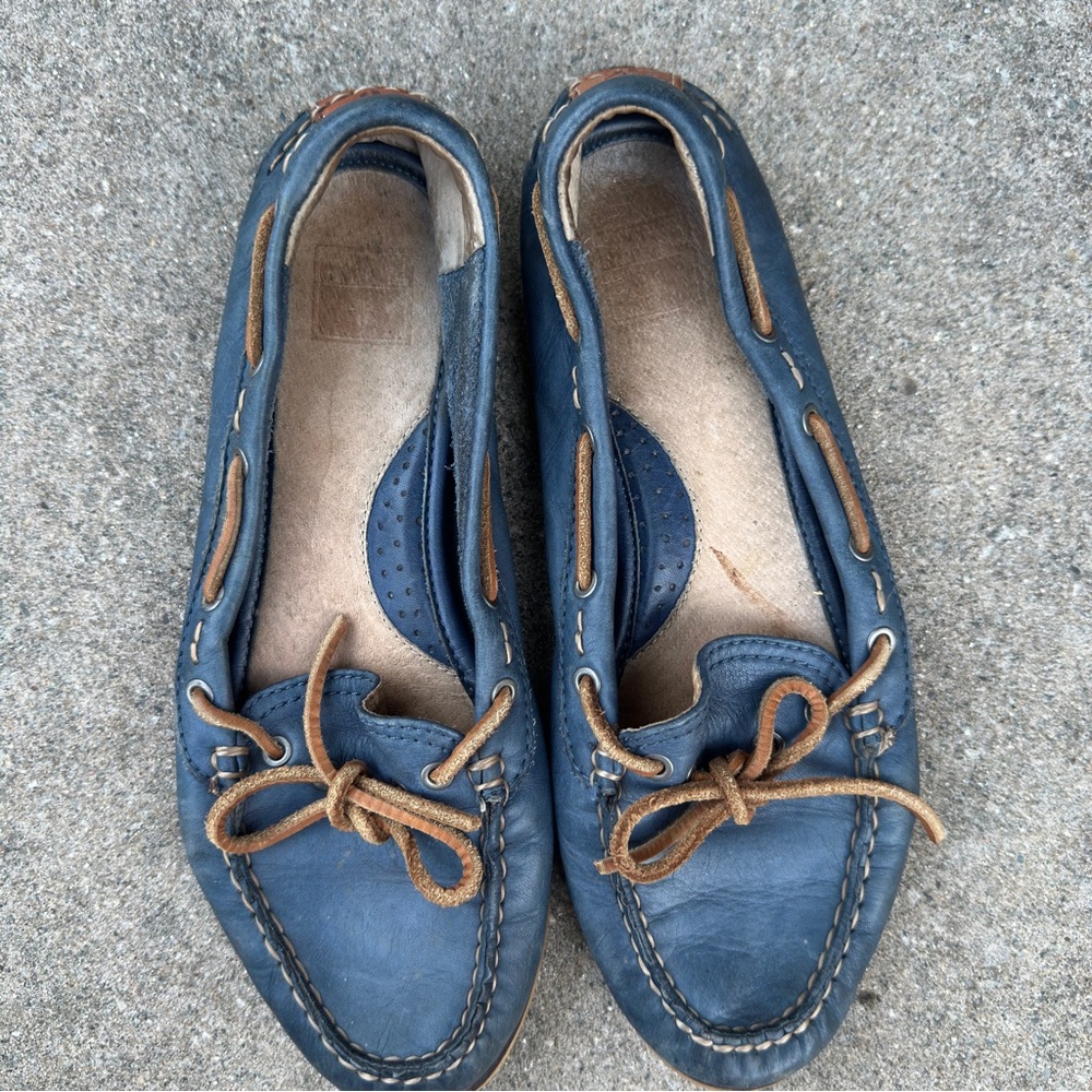 Frye Quincy Tie Blue Leather Boat Shoes Women’s Size 6.5M - Picture 3 of 8